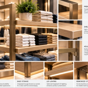 Custom Apparel Display Shelf for Folded Clothing & Fashion Retail Stores 5 apparel-display-shelf-material-details