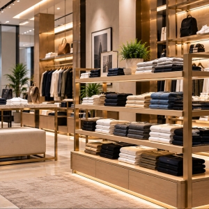 Custom Apparel Display Shelf for Folded Clothing & Fashion Retail Stores 3 apparel-display-shelf-retail-store