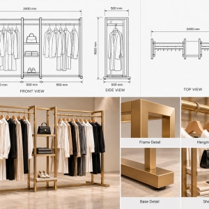 Custom Garment Display Rack for Fashion Retail Stores 4 garment-display-rack-cad