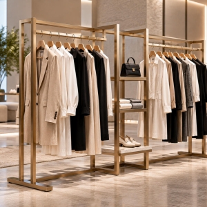Custom Garment Display Rack for Fashion Retail Stores 6 garment-display-rack-perspective