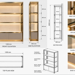 Custom Handbag Display Cabinet for Luxury Fashion Retail 4 handbag-display-cabinet-cad