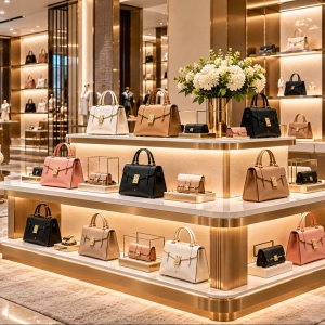 Custom Handbag Display Island for Multi-Sided Luxury Retail 3 handbag-display-island-retail-store