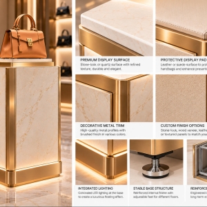 Custom Luxury Handbag Display Pedestal for Boutique & Retail Stores 5 handbag-display-pedestal-material-details