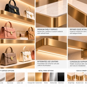 Custom Handbag Display Shelf for Luxury Retail Boutiques 5 handbag-display-shelf-material-details