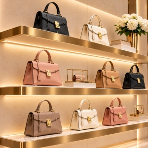 Custom Handbag Display Shelf for Luxury Retail Boutiques 6 handbag-display-shelf-perspective