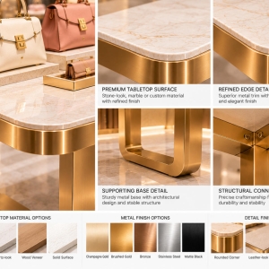 Custom Luxury Handbag Display Table for Boutique & Retail Stores 5 handbag-display-table-material-details