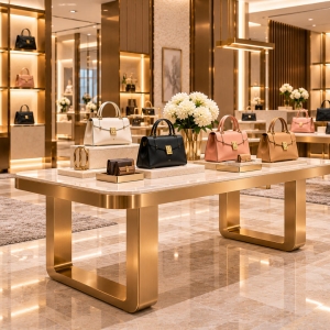 Custom Luxury Handbag Display Table for Boutique & Retail Stores 3 handbag-display-table-retail-store