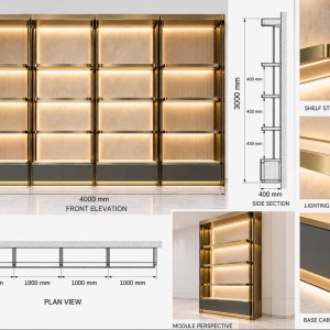 Custom Handbag Wall Display System for Luxury Boutiques 4 handbag-wall-display-system-cad