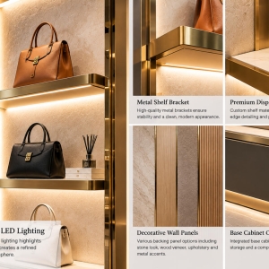 Custom Handbag Wall Display System for Luxury Boutiques 5 handbag-wall-display-system-material-details