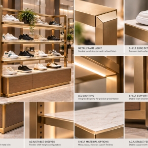 Custom Shoe Display Rack with Multi-Tier Footwear Shelving 5 shoe-display-rack-material-details