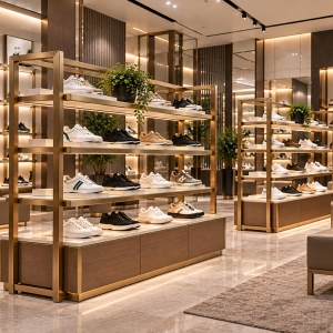 Custom Shoe Display Rack with Multi-Tier Footwear Shelving 3 shoe-display-rack-retail-store