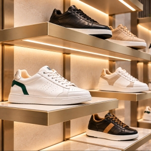 Custom Shoe Display Shelf with Refined Finishes & Flexible Mounting 6 shoe-display-shelf-perspective