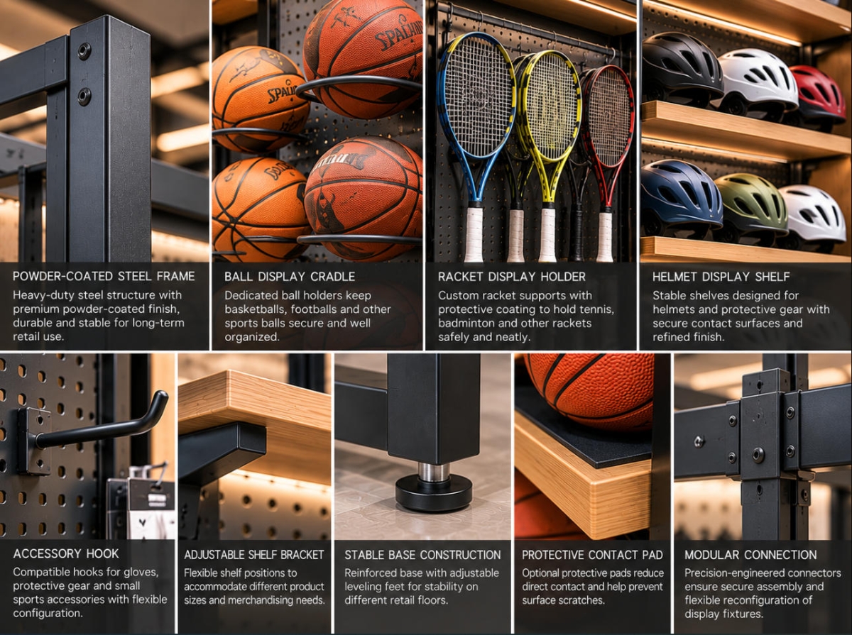 sports-equipment-display-fixture-material-details