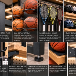 Custom Sports Equipment Display Fixture for Sporting Goods & Athletic Retail Stores 5 sports-equipment-display-fixture-material-details