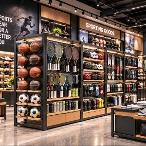 Custom Sports Equipment Display Fixture for Sporting Goods & Athletic Retail Stores 3 sports-equipment-display-fixture-retail-store