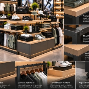 Custom Sportswear Display Island with Multi-Sided Merchandising 5 sportswear-display-island-material-details