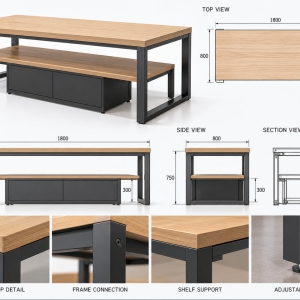 Custom Sportswear Display Table for Athletic Apparel & Sports Retail Stores 4 sportswear-display-table-cad
