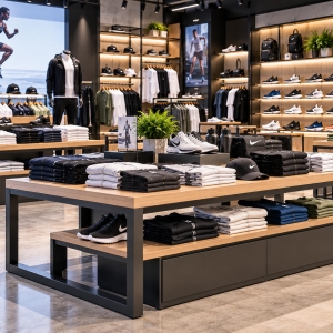 Custom Sportswear Display Table for Athletic Apparel & Sports Retail Stores 3 sportswear-display-table-retail-store