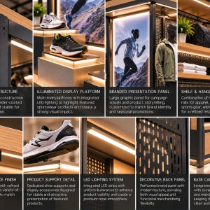 Custom Sportswear Feature Display Unit for Product Launches, Brand Campaigns & Athletic Retail Stores 5 sportswear-feature-display-unit-material-details