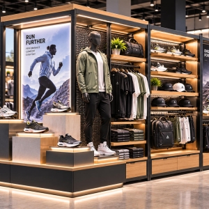Custom Sportswear Feature Display Unit for Product Launches, Brand Campaigns & Athletic Retail Stores 6 sportswear-feature-display-unit-perspective