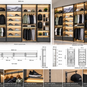 Custom Sportswear Wall Display System with Modular Merchandising 4 sportswear-wall-display-system-cad