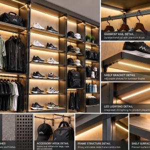 Custom Sportswear Wall Display System with Modular Merchandising 5 sportswear-wall-display-system-material-details