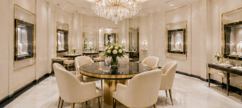 Boucheron vertical wall vitrines high jewellery