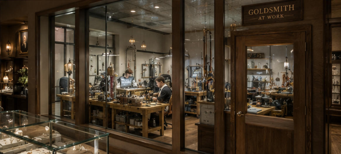 On-site goldsmith workshop jewelry boutique