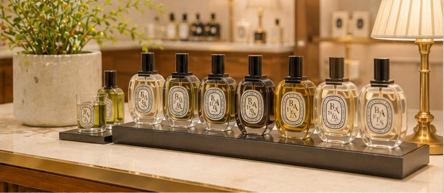 Diptyque linen texture showcase interior decor