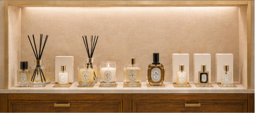 Diptyque warm yellow lamp lighting table-top illumination