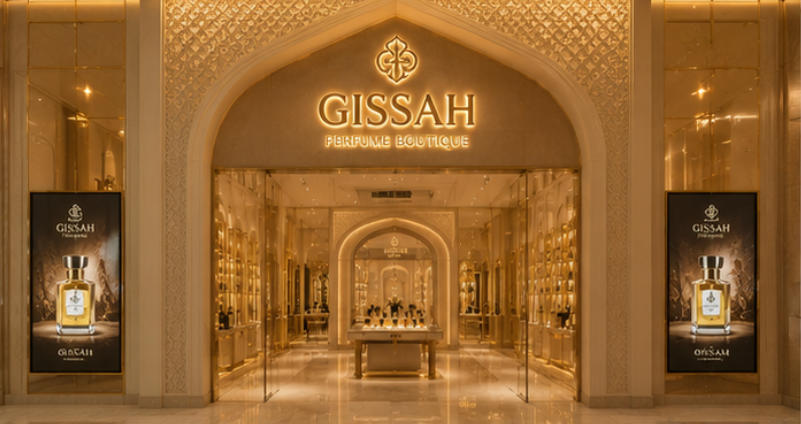 Gissah palace arch layout mirror visual extension