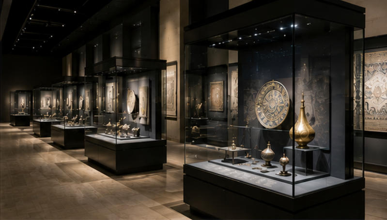 Dark Gallery Museum Display Cases
