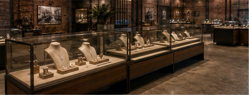 walnut sand black jewelry display cases