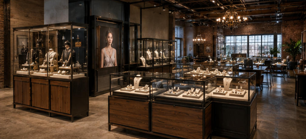 zoned display cases bridal fashion jewelry