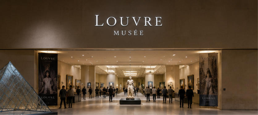 Louvre Museum grand art gallery modern exhibition hall