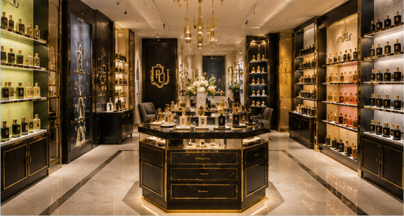 Parfums Uniques theatrical lighting focused spotlights