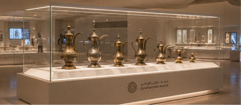 Qatar frameless glass vitrines ultra-white display