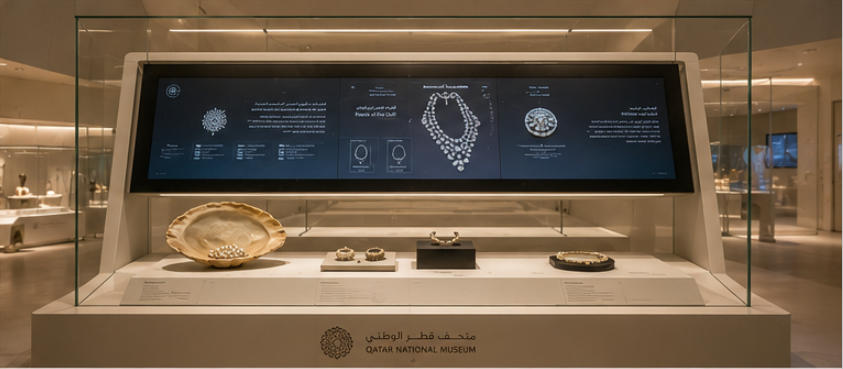 Qatar digital interactive display cases multimedia