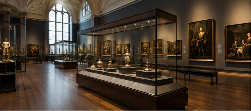 Rijks museum classical museum showcase dark wood