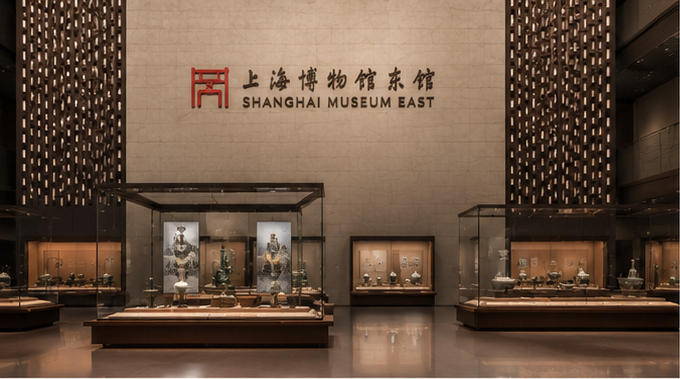Oriental Artifact Display Cabinets central hall