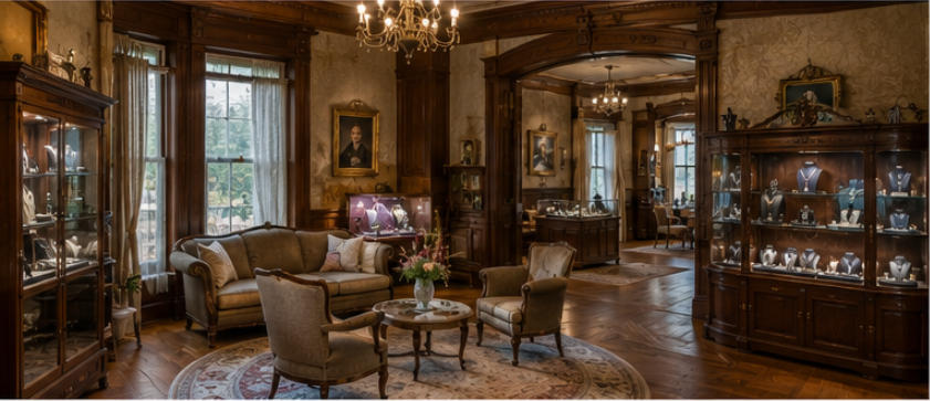 themed boutique rooms historic mansion jewelry store