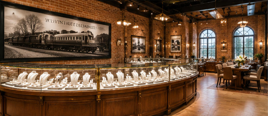 Polished Metal Framed Watch Vitrines