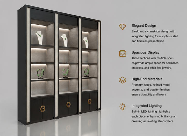 45 Degree Full Render of Wood Jade Display Wall