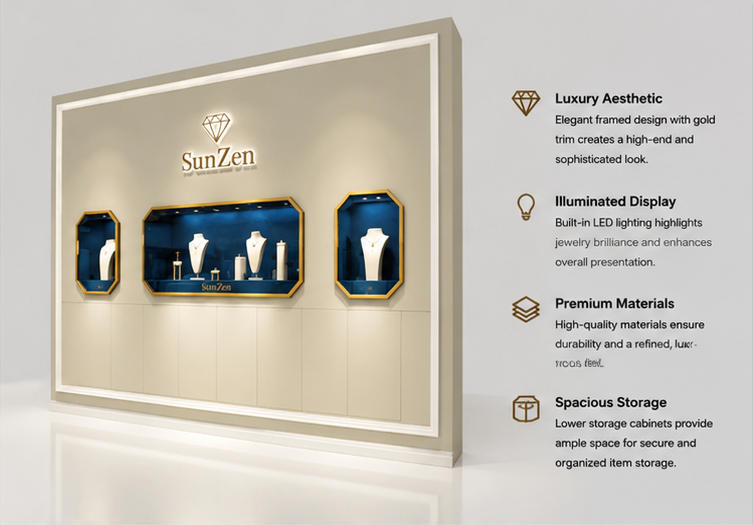 45 Degree Full Render of Octagon Gold Niche Brand Wall
