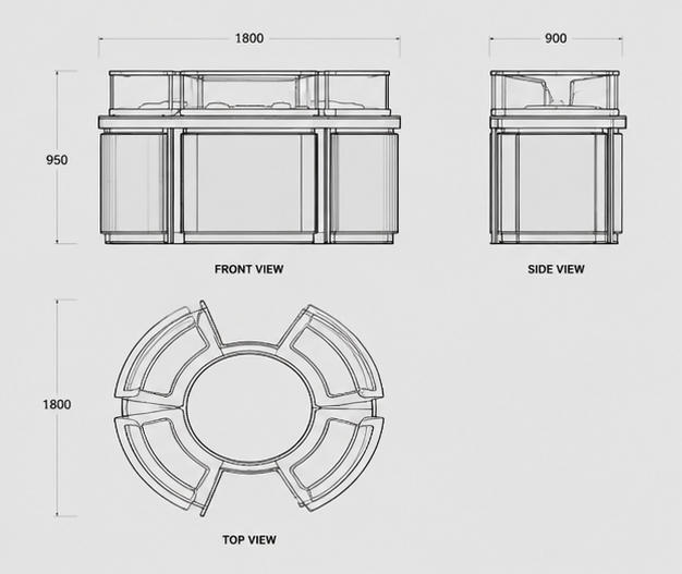 Jewelry Circular Modular Display Island CAD Structural Drawing