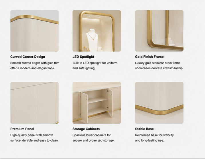 Material & Craft Close-up of Gold Niche Jewelry Back Wall