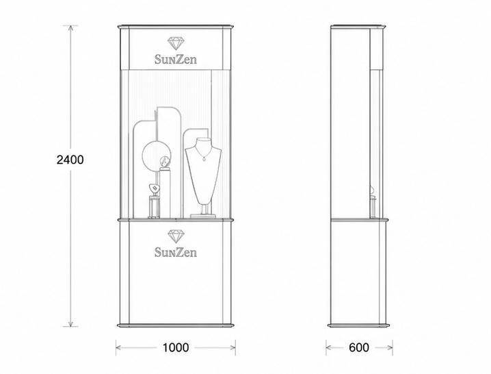 Cream Jewelry Tower CAD Design Drawing