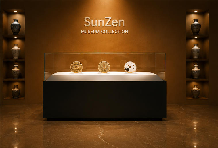 On-site render sloped white coin vitrine low profile horizontal booth numismatic heritage cabinet installed inside coin culture museum exhibition hall
