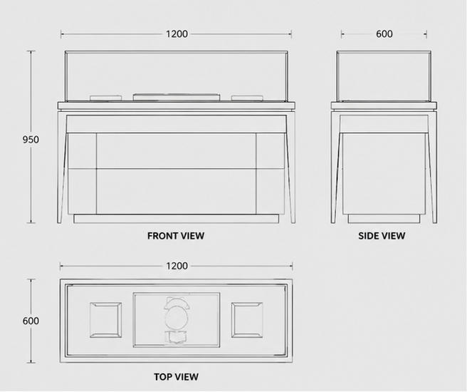 Jewelry Horizontal Display Counter CAD Structural Drawing