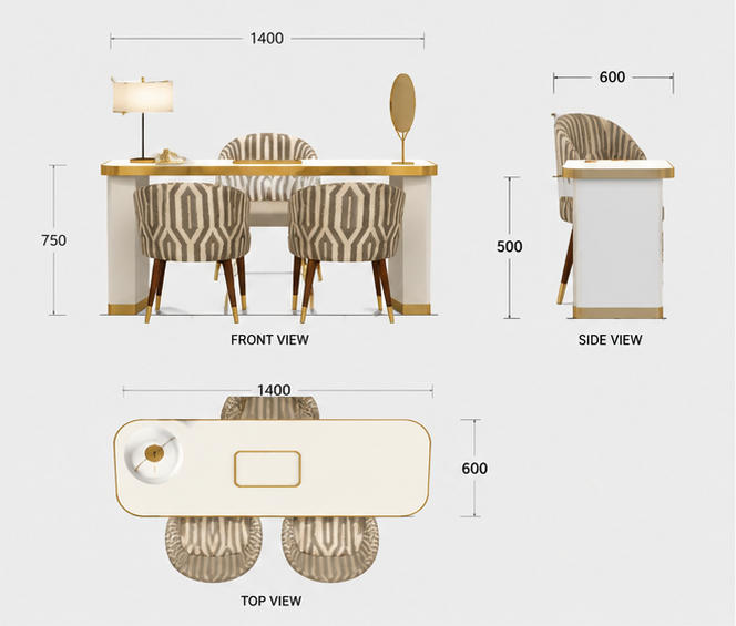 Jewelry White Gold Consultation Desk CAD Structural Drawing